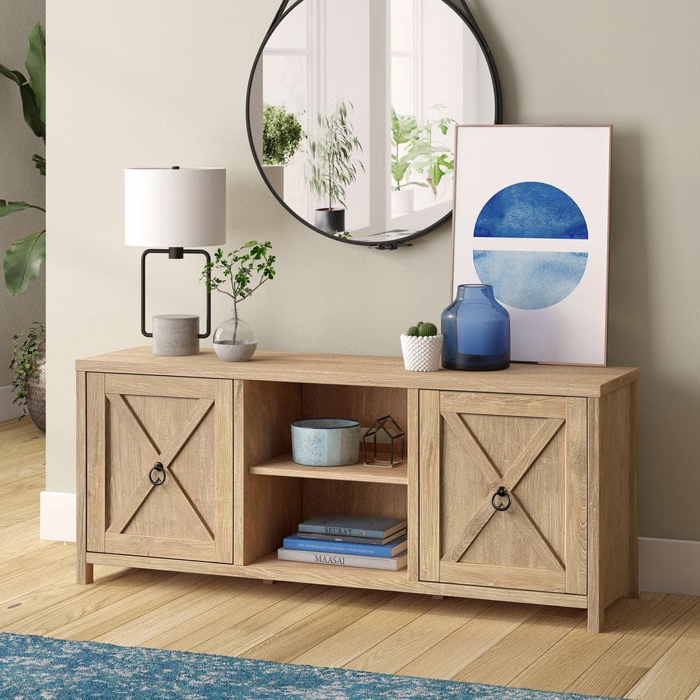 58 Inch White Oak TV Stand - Henn&Hart