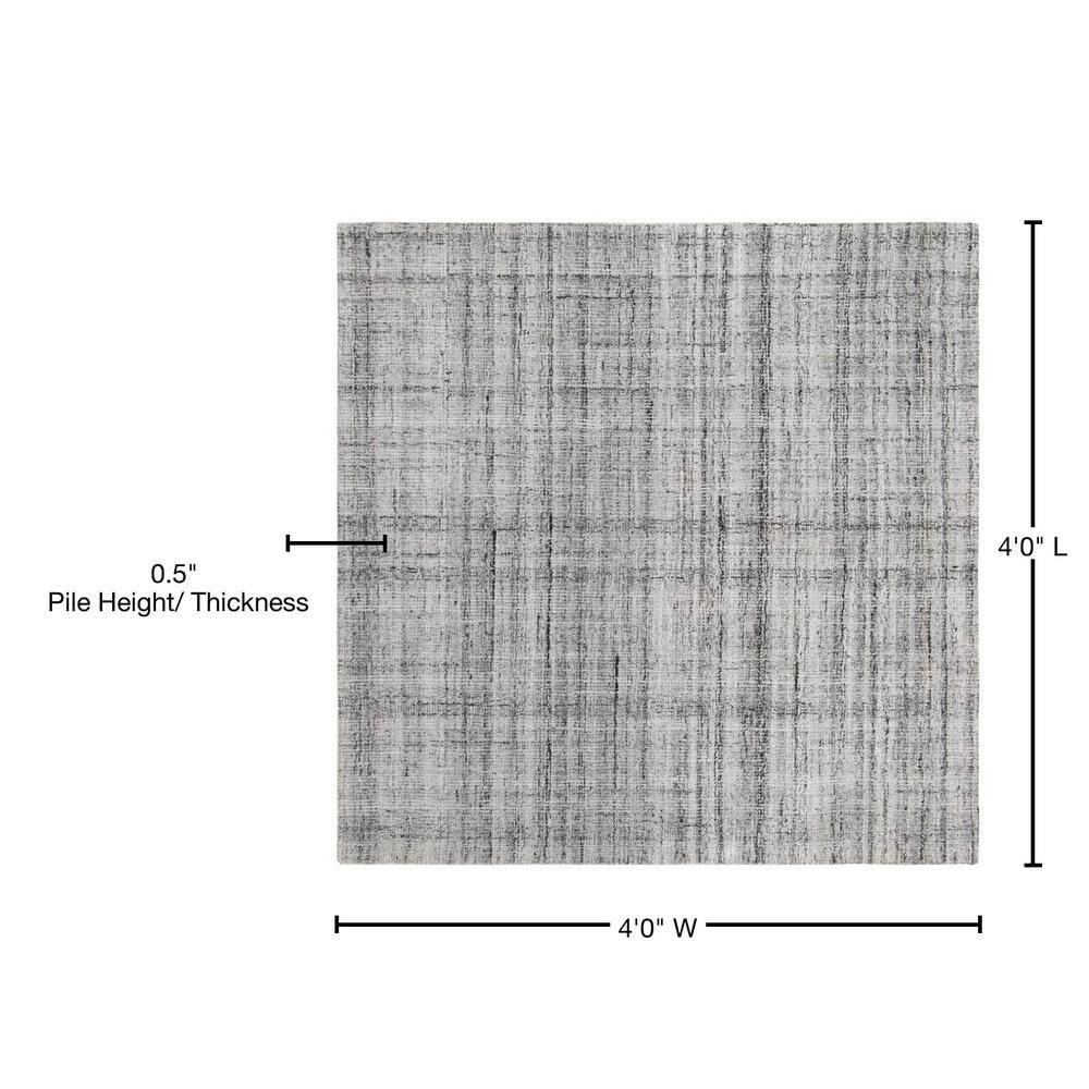 Abstract ABT141 Handmade Indoor Area Rug - Grey/Black - 4'x4' - Safavieh