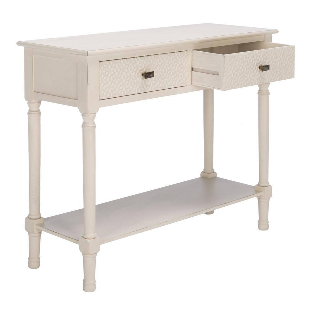 SAFAVIEH Halton Modern 2 Drawer Console Table, Distressed White