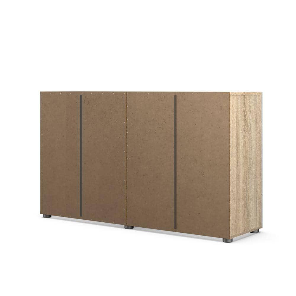 Tvilum Loft 8 Drawer Double Dresser for Adults, Oak Structure and White High Gloss