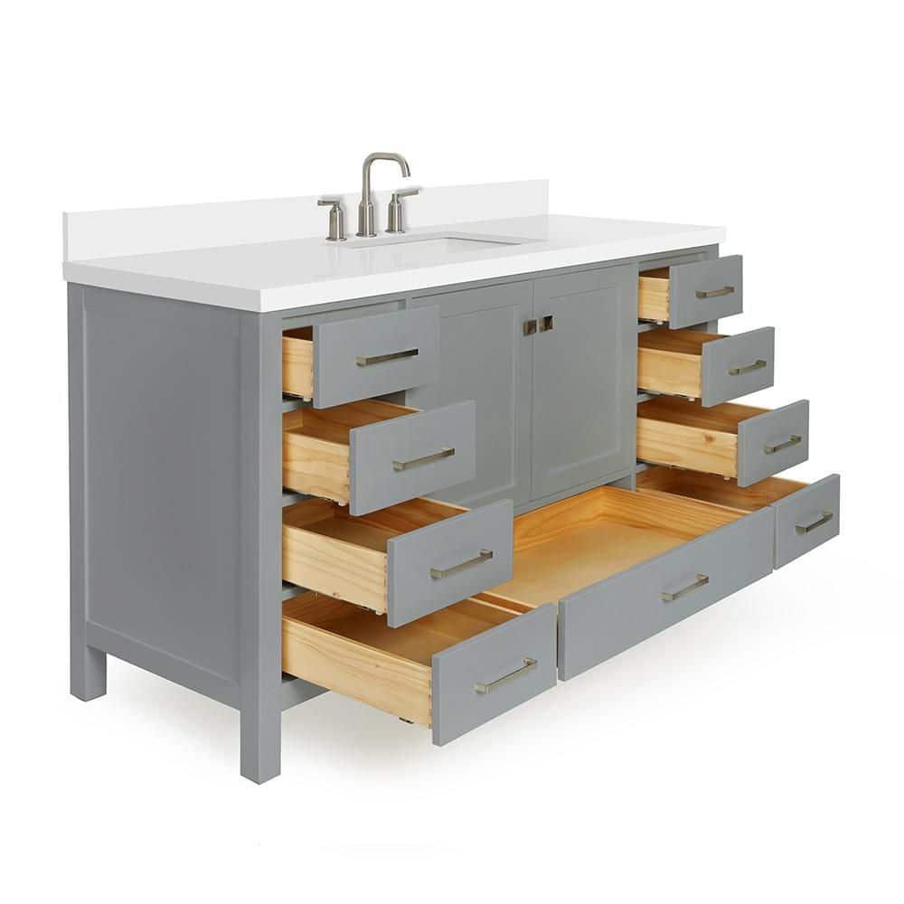 Cambridge 60'' Single Bathroom Vanity with Carrara Marble Top