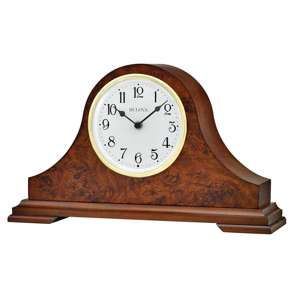 Bulova Chandler Lighted Mantel Clock, Model B1853 | Elegant Design | Illuminated Dial | Quartz Movement | Cherry Wood Finish | Battery Operated