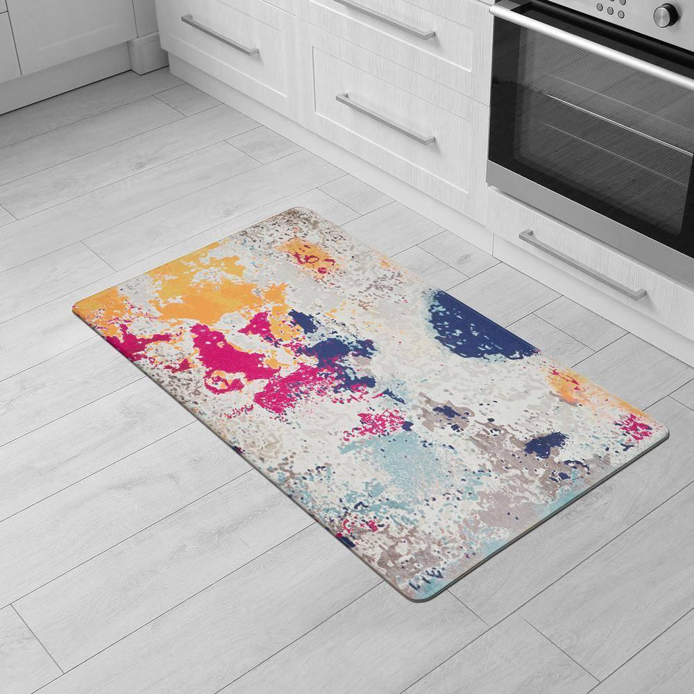 World Rug Gallery Modern Abstract Anti Fatigue Standing Mat - Multi 18"x30"