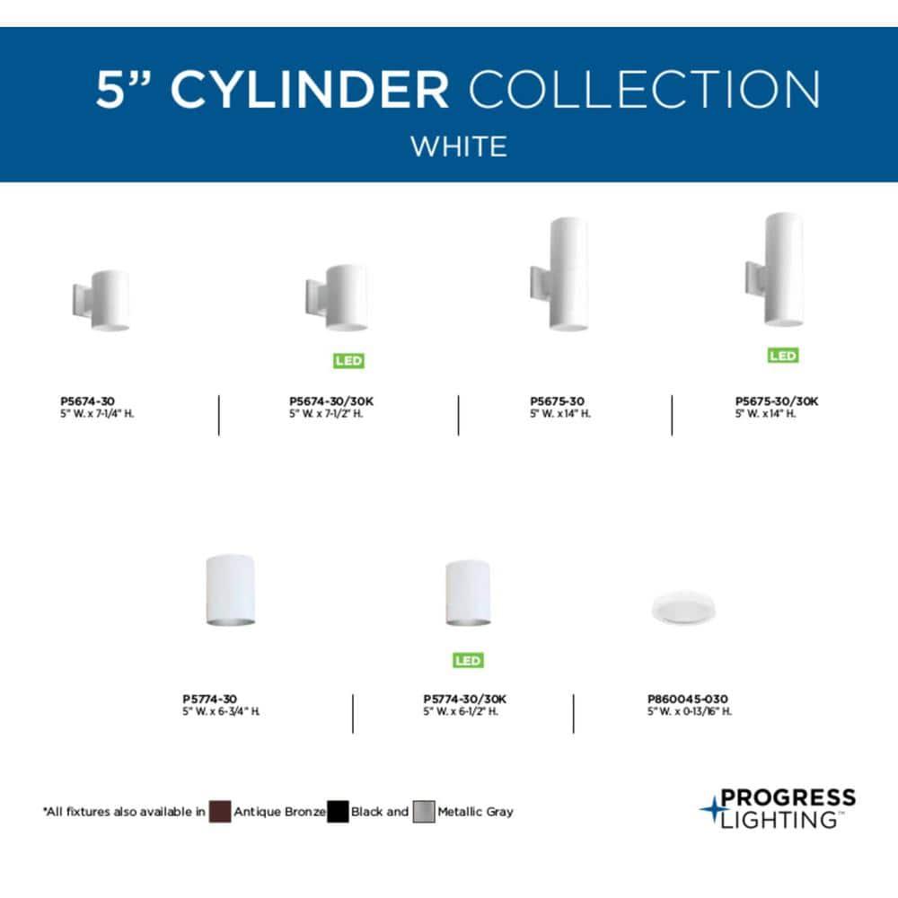 Progress Lighting, Cylinder, 1-Light, Flush Mount, Antique Bronze, LED Collection: Cylinder, Material: Aluminum, Finish Color: White