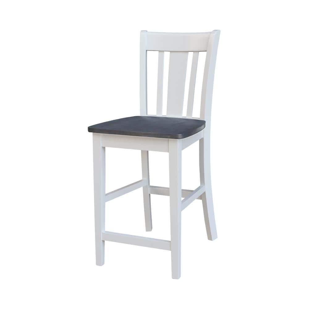 24" San Remo Counter Height Barstool White - International Concepts: Hardwood Frame, Armless Design, Fixed Seat