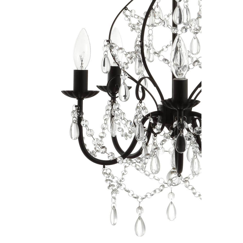 JONATHAN Y Maura 5-Light 17" Crystal/Metal LED Chandelier, Black, JYL9016A
