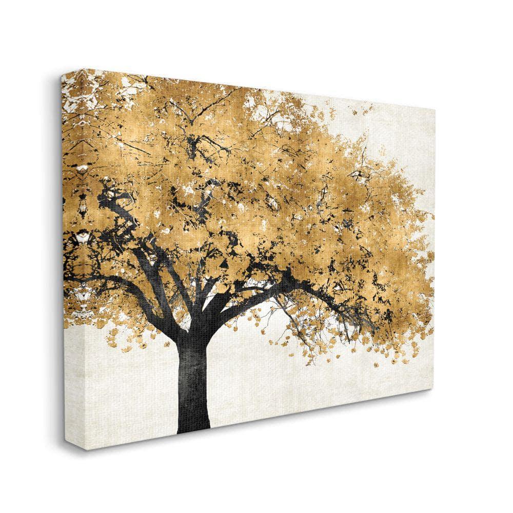 Traditional Tree with Autumn Leaves over Neutral 30 in x 24 in Painting Canvas Art Print, by Stupell Home Décor