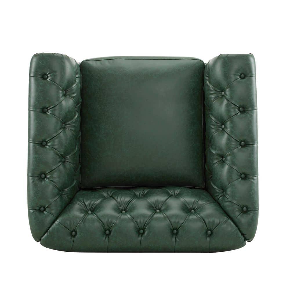 Christopher Knight Home Andrew Upholstered Button Tufted Swivel Club Chair with Roll Arms, Dark Green