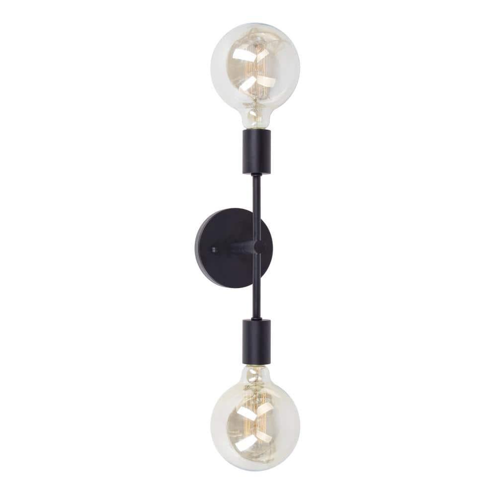 Baton 2-Light Black Wall Sconce