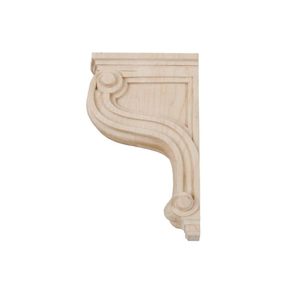Architectural Products by Outwater L.L.C. 8 in x 2 in x 4-3/4 in Unfinished Small Solid Classic Traditional Plain Wood Corbel