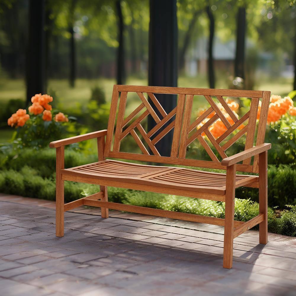 LuxenHome Carmel Solid Wood Outdoor Loveseat Park Bench