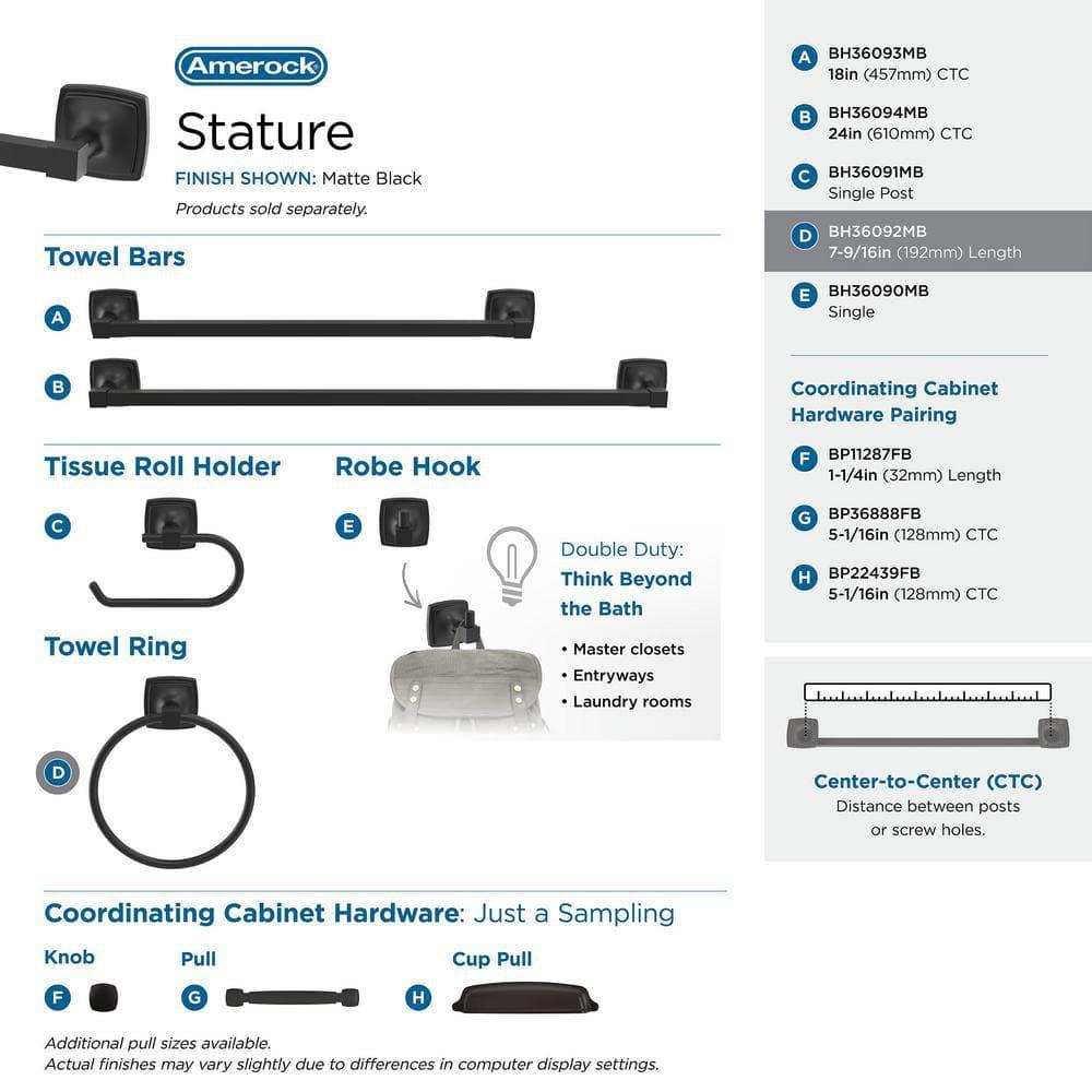 Amerock Stature Matte Black Closed Towel Ring