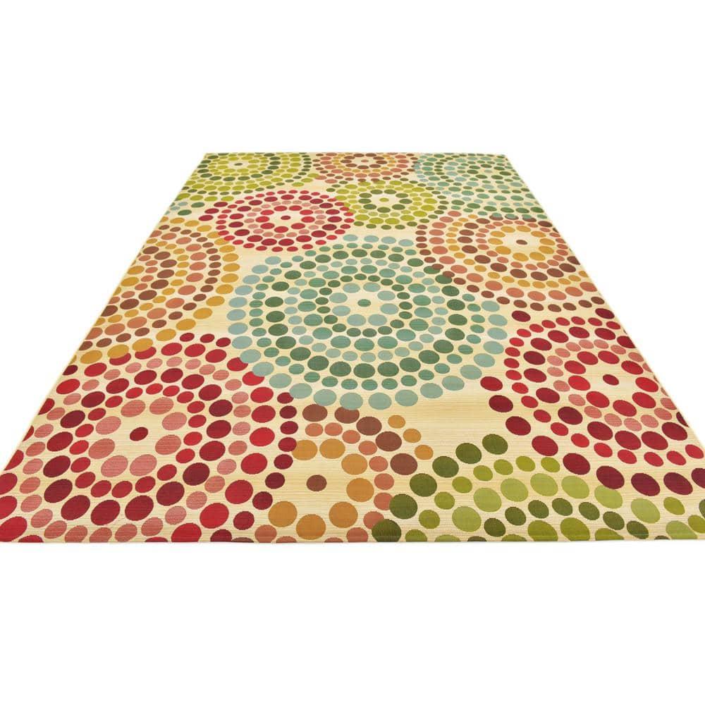 Unique Loom 8' 0 x 11' 4 Beige Outdoor Modern Spark Area Rug