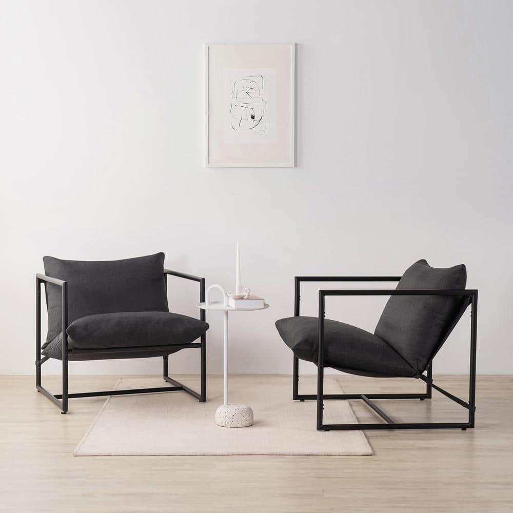 Zinus Aidan Metal Framed Indoor Sling Accent Chair, Dark Grey