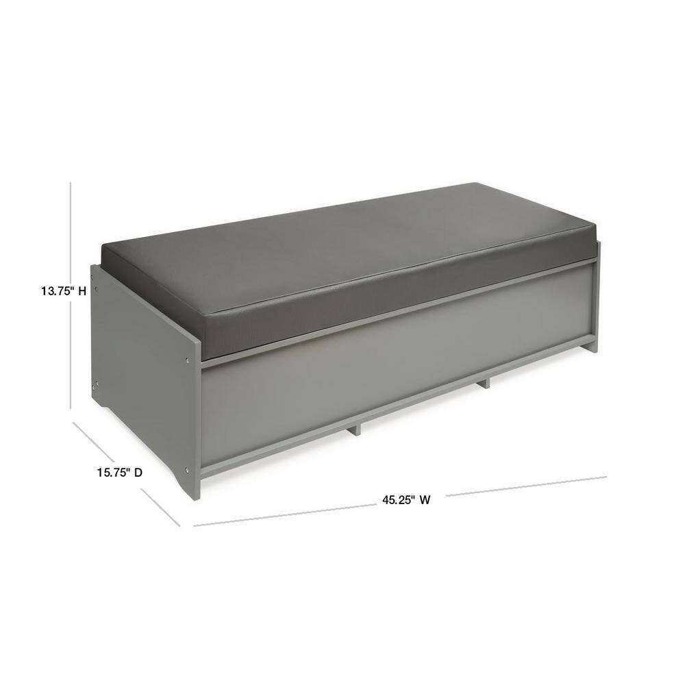 Badger Basket Kid's Storage Bench with Cushion and Three Bins - Gray