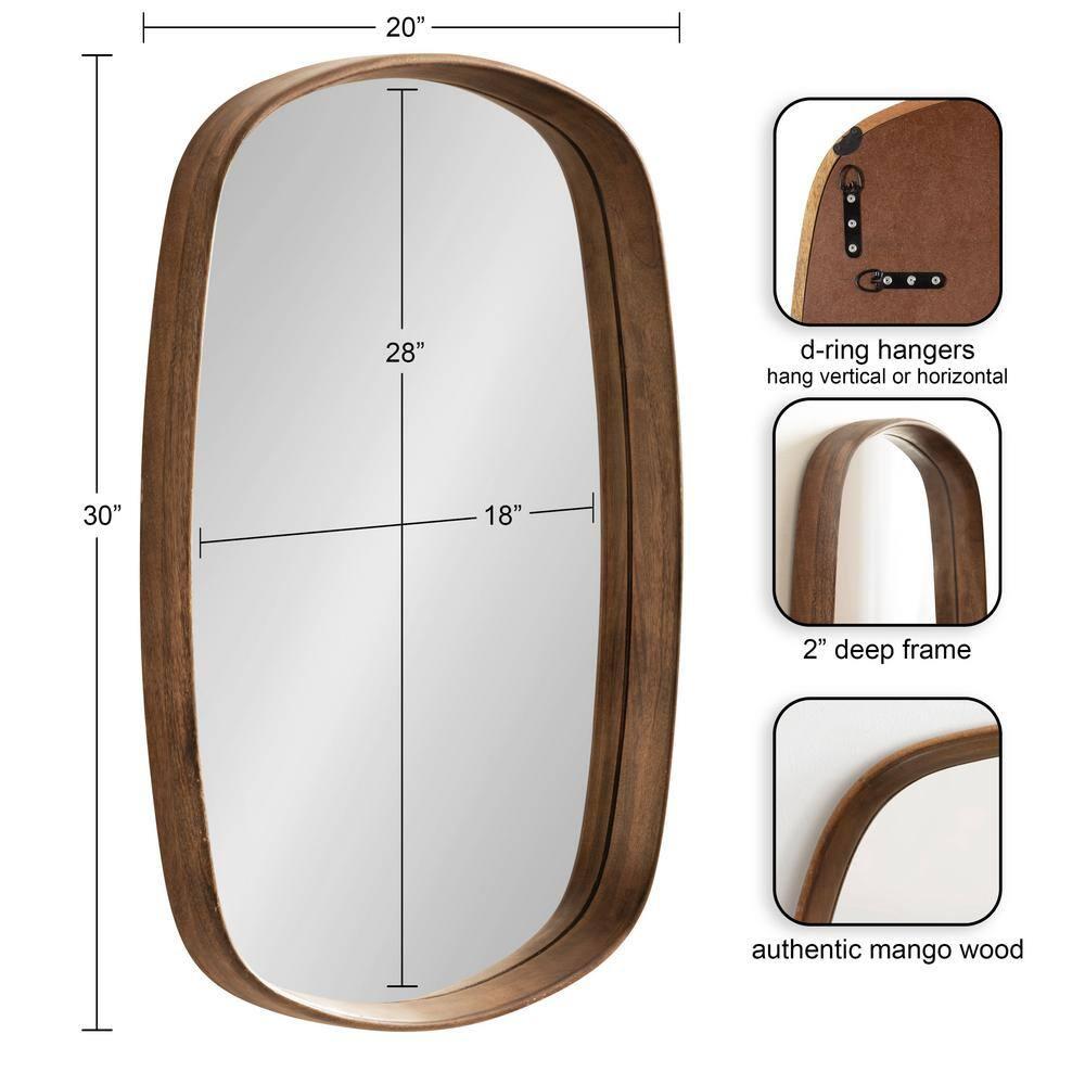Kate and Laurel Prema Framed Wall Mirror, 20x30, Walnut Brown
