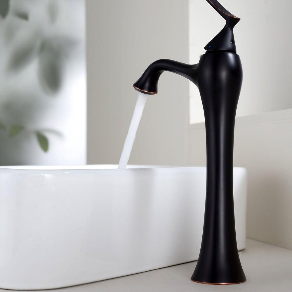 KRAUS Rectangular Ceramic Vessel Bathroom Sink in White with Pop-Up Drain in Oil Rubbed Bronze