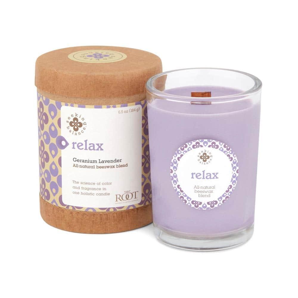 Root Candles Relax Geranium Lavender Scented Jar Candle