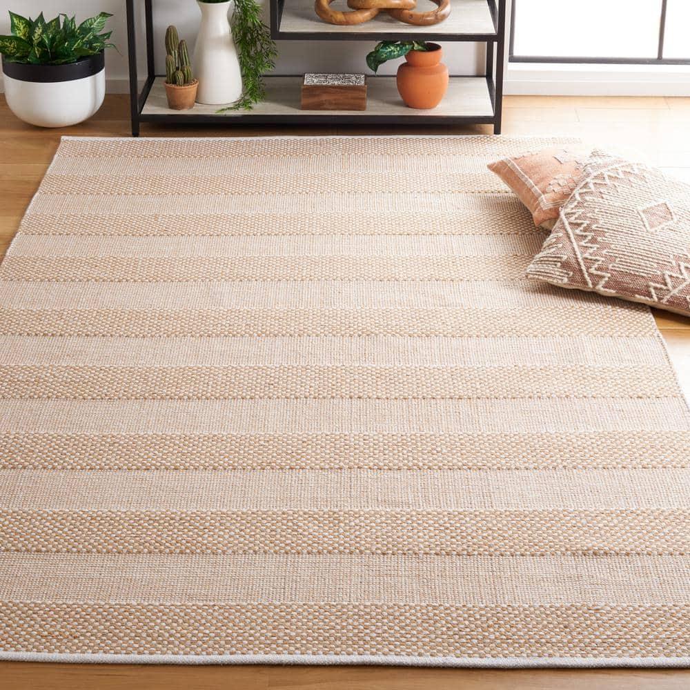 Striped Kilim STK802 Hand Woven Area Rug - Ivory/Gold - 3'x5' - Safavieh.