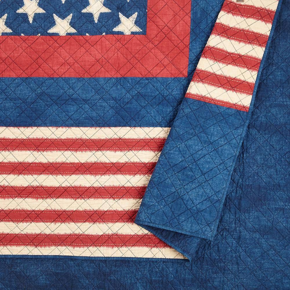 Modern Heirloom Americana Patch 100% Cotton 3-Piece Quilt/Coverlet Set