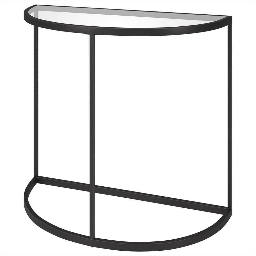 Evelyn&Zoe Verlaine 32" Wide Demilune Console Table, Blackened Bronze