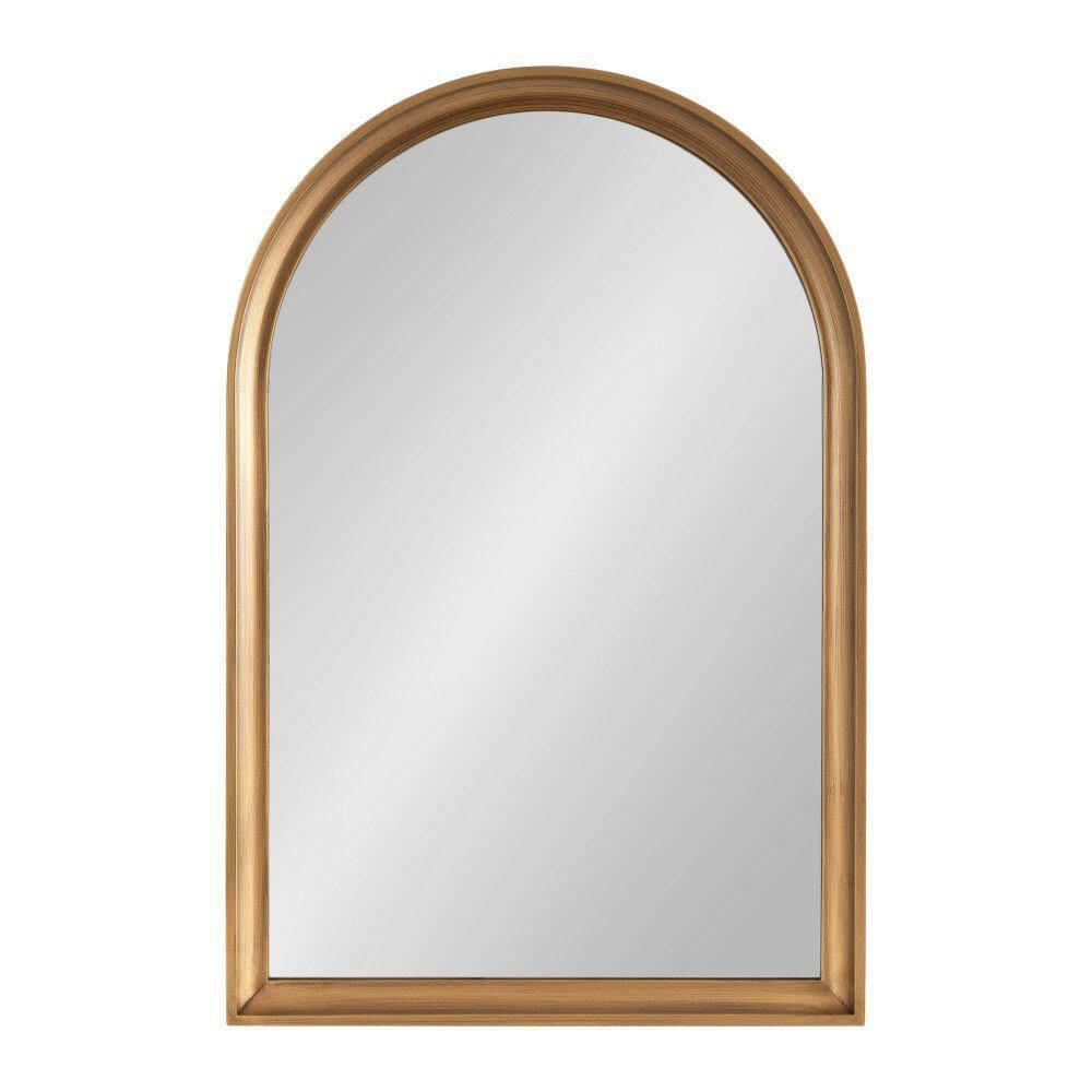 Kate and Laurel Hatherleigh Vintage Arched Wooden Wall Mirror, 24 x 36, Antique Gold, Decorative Arch Mirror for Use as Vanity Bathroom Mirror or Fireplace Mantel Mirror