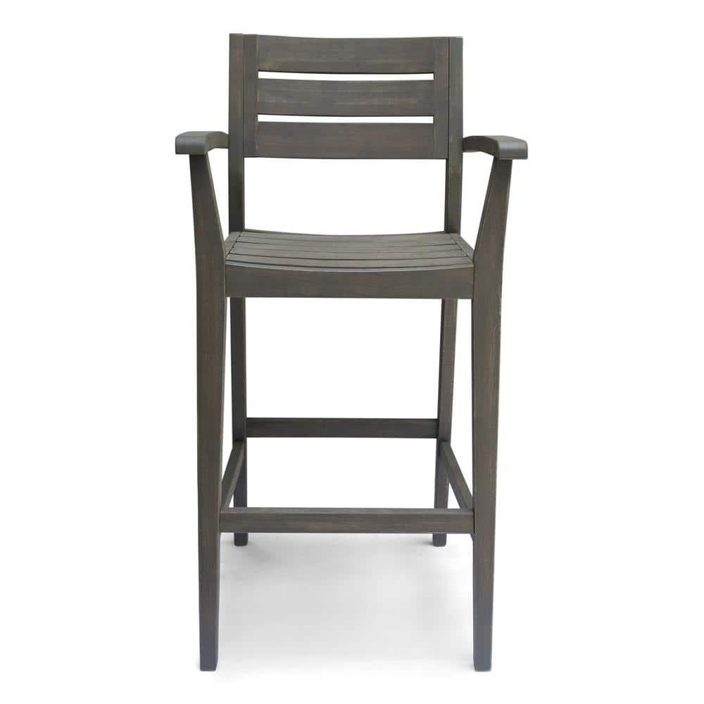 GDF Studio Brigitte Outdoor Acacia Wood 5 Piece Bar Set, Gray