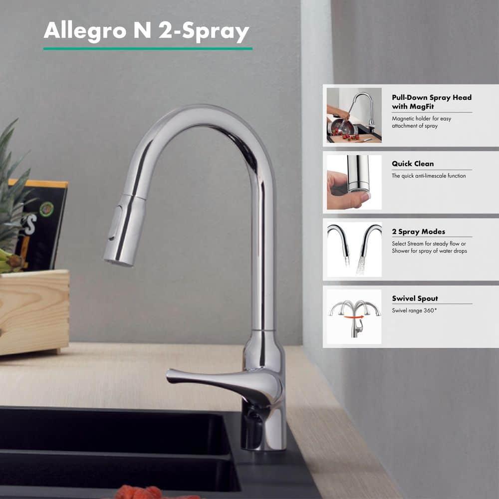 hansgrohe Allegro N HighArc Kitchen Faucet, 2-Spray Pull-Down, 1.75 GPM