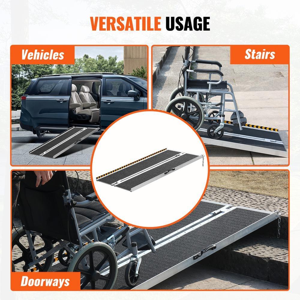 Portable Wheelchair Ramp, 5 ft 800 lbs Capacity, Non-Slip Aluminum Folding Threshold Ramp, Foldable Mobility Scooter Ramp Wheel Chair Ramp, Handicap Ramp for Home Steps, Stairs, Doorways, Curbs