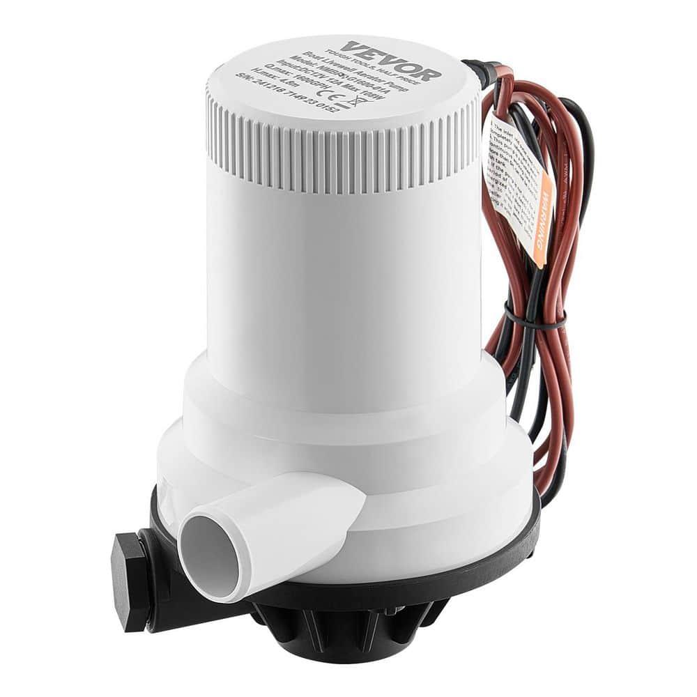Livewell Pump for Boat 12V 1600 GPH Straight Livewell Aerator Pump with Dual Inlet ABA Housing for Freshwater Saltwater