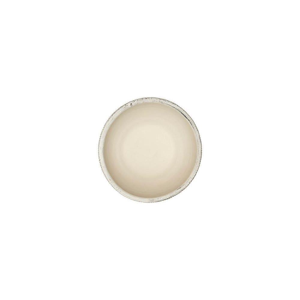 Storied Home Small Footed Terracotta Planter with Fluted Texture Distressed Cream: Indoor 4.5" Hand-Painted Vase