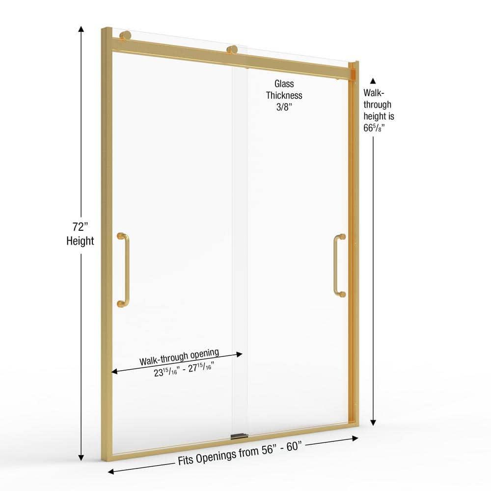 Arelo 56" - 60" W x 72" H Semi-Frameless Shower Door