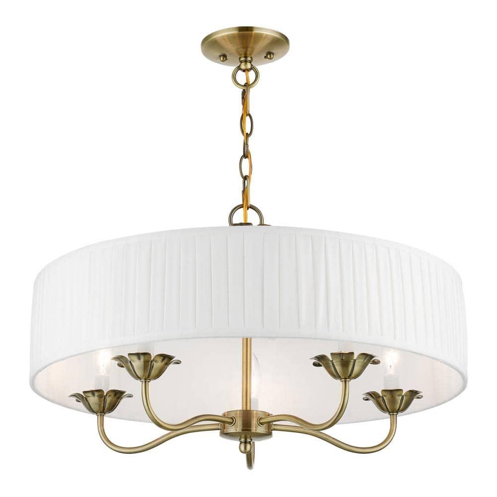 Livex Lighting Edinburgh 5 - Light Pendant in  Antique Brass