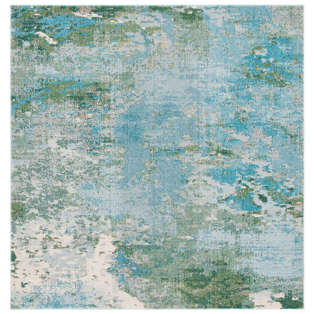 Madison MAD440 Power Loomed Area Rug - Light Blue/Green - 8'x8' - Safavieh.