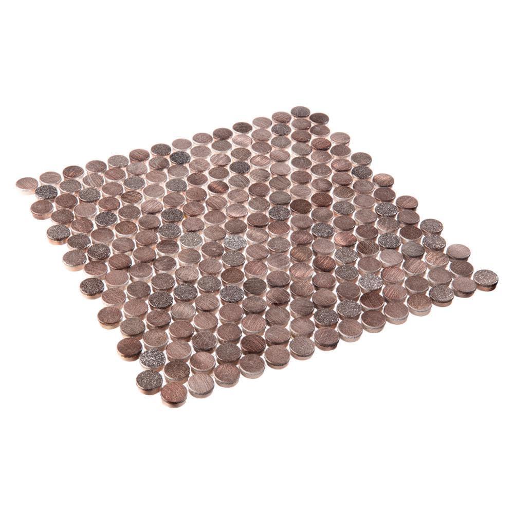 Orb 3/4" Metal Penny Round Mosaic Tile Shower Wall, Kitchen Backsplash and Wall Tile
