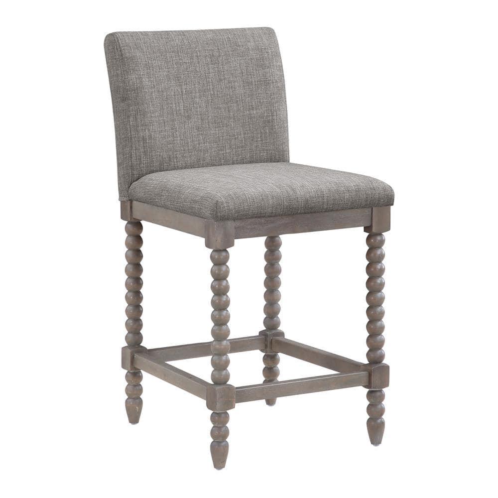 Abbott 26" Spindle Counter Stool with Brushed Gray Frame and Dove Gray Fabric