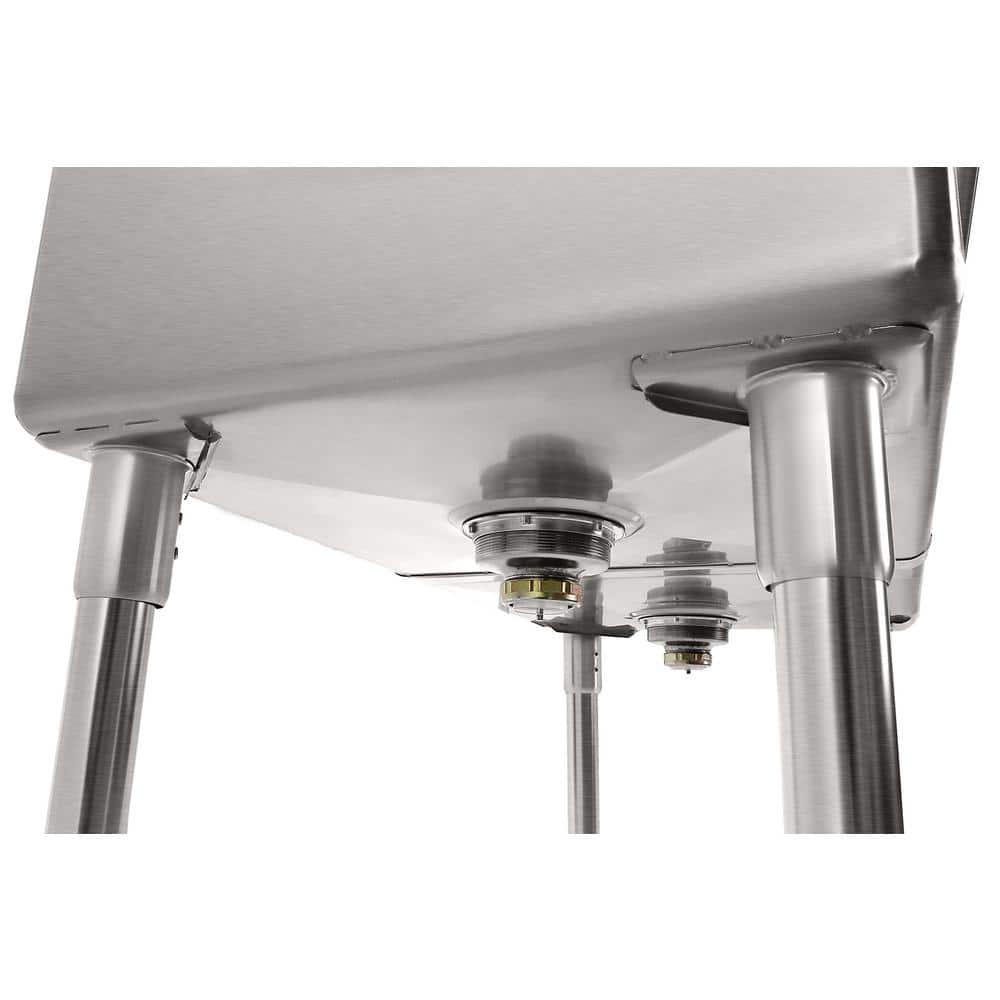 72 in. 16-Gauge Commercial Sink with Backsplash and Dual 18 in. Drainboards, Bowl Dimensions 18"x18"x14" in Stainless-Steel (KM-SB181814-18B316)