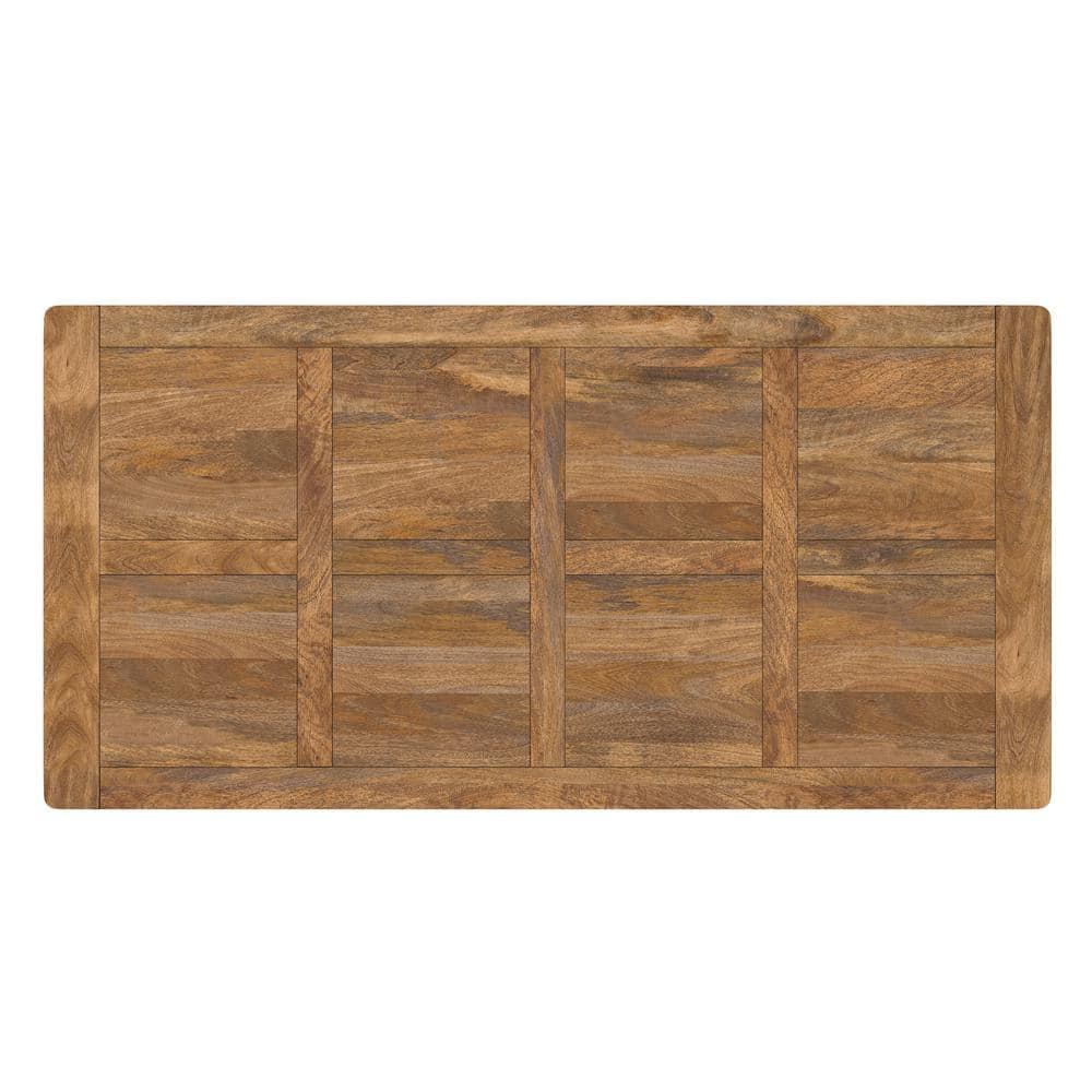 Simpli Home Campbell 72"W Mango Wood Industrial Dining Table, Powder-Coated Metal Base, Rectangle