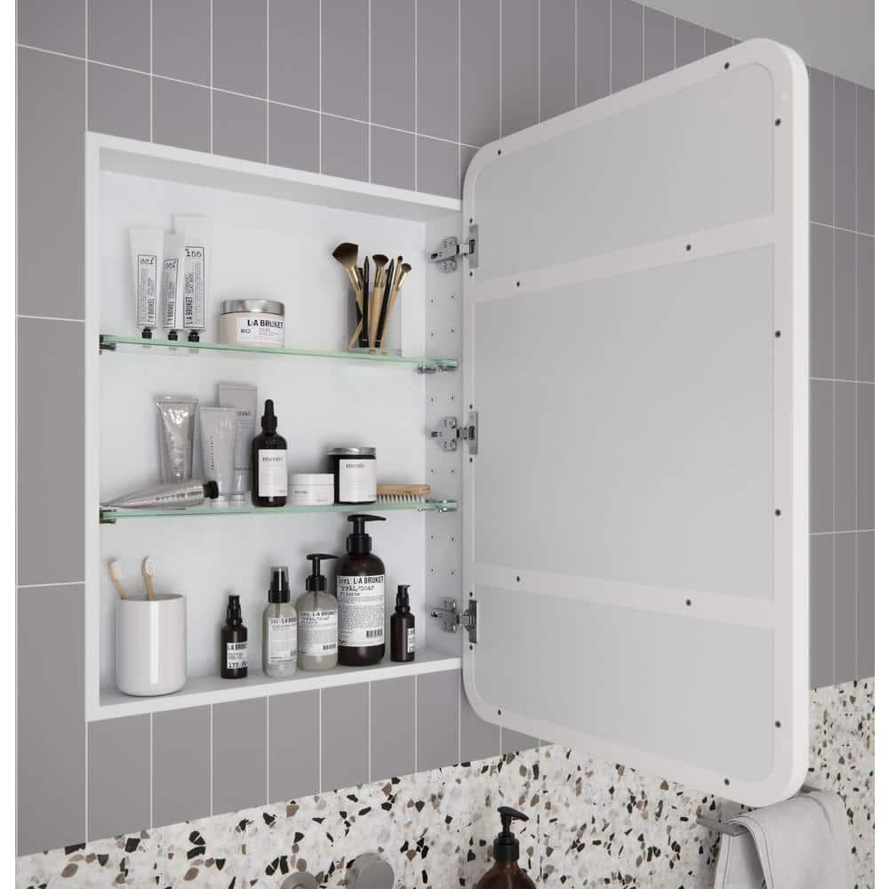Stainless Steel Recessed Framed Single Door Medicine Cabinet with Adjustable Shelves