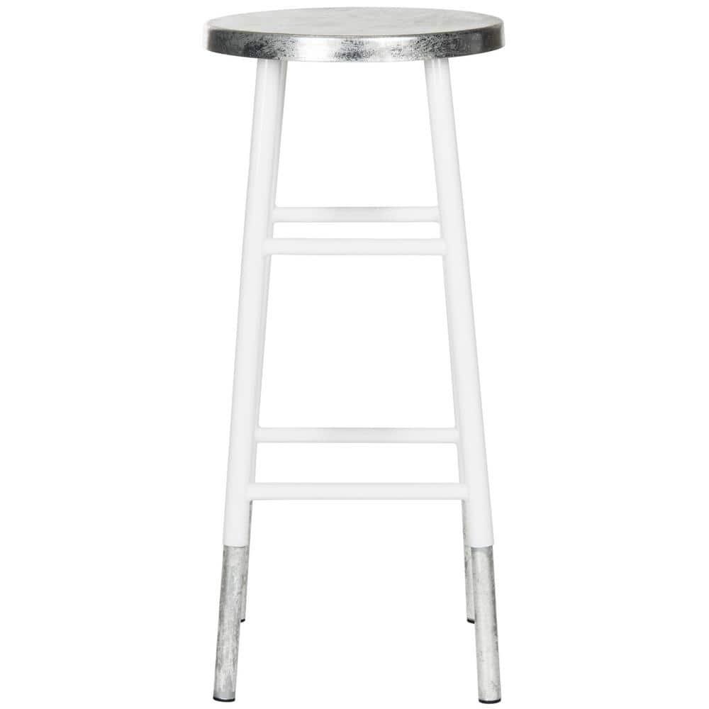Kenzie 30''H Silver Dipped Bar Stool - FOX3212 - White - Safavieh Couture