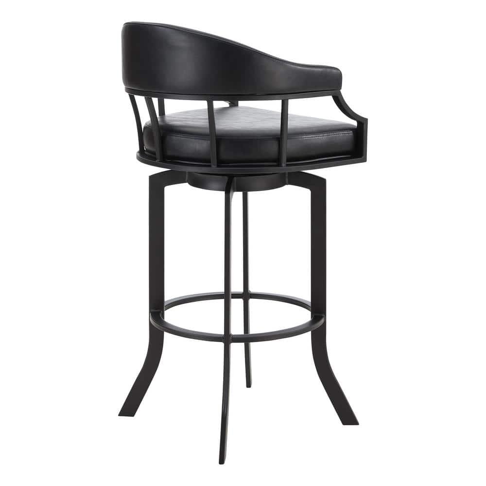 Armen Living Indoor Dione 30" Bar Height Barstool in Auburn Bay and Brown Faux Leather