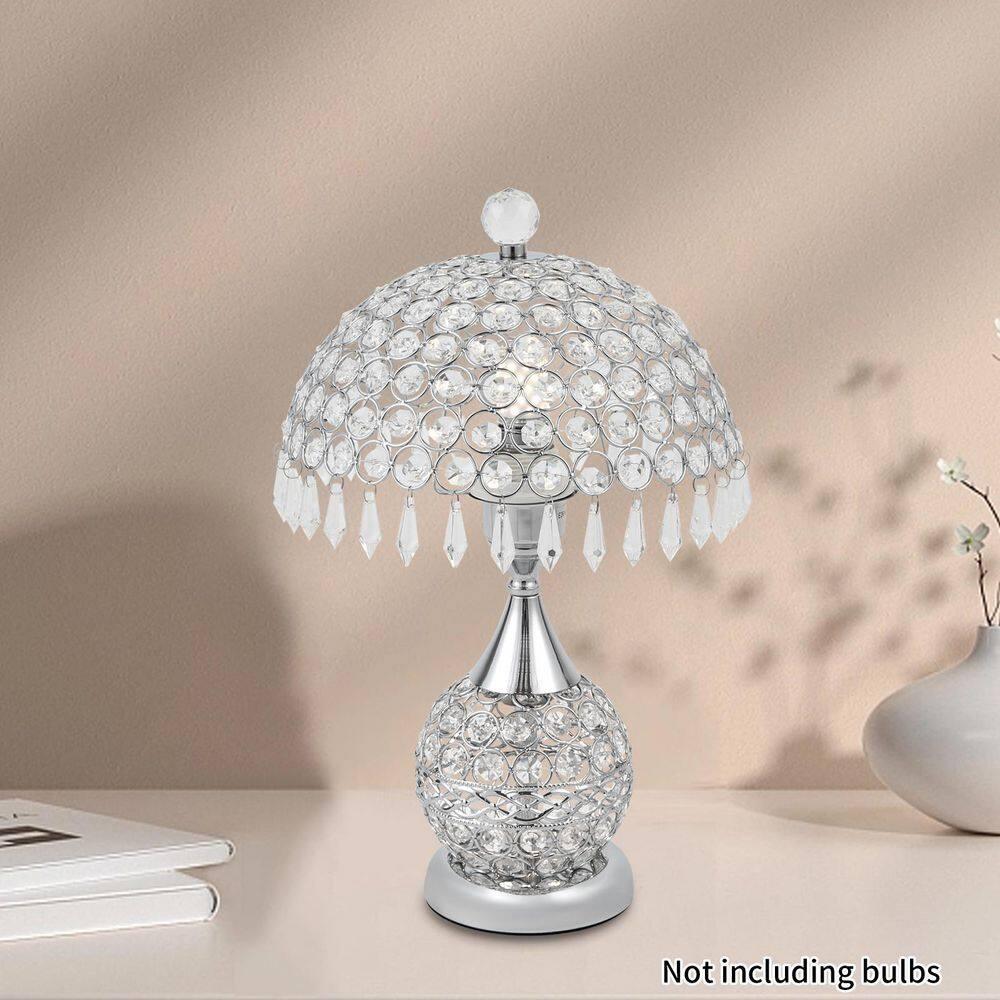 Modern Crystal Table Lamp 18in High Nightstand Table Lamp Bedside End Table Lamp Decorative Room Desk Lamp Crystal Desk Night Light for Bedroom, Living Room