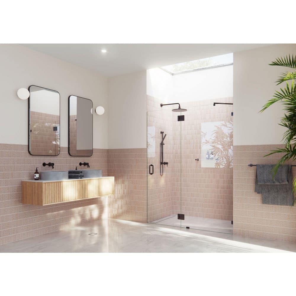 Glass Warehouse Halo 55.25 in. x 78 in. Frameless Glass Hinge Shower Door GW-GH-55-25-ORB