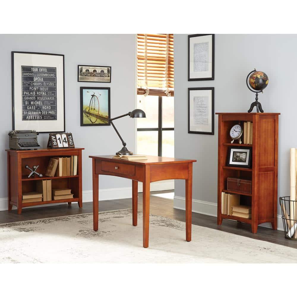 30" 2 shelf Bookshelf Hardwood Cherry - Alaterre Furniture: Mid-Century Modern, Fixed Shelves, Metal Hardware