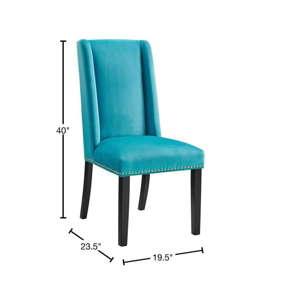 Modway Baron 19.5" Modern Velvet Dining Chairs in Blue/Black (Set of 2)