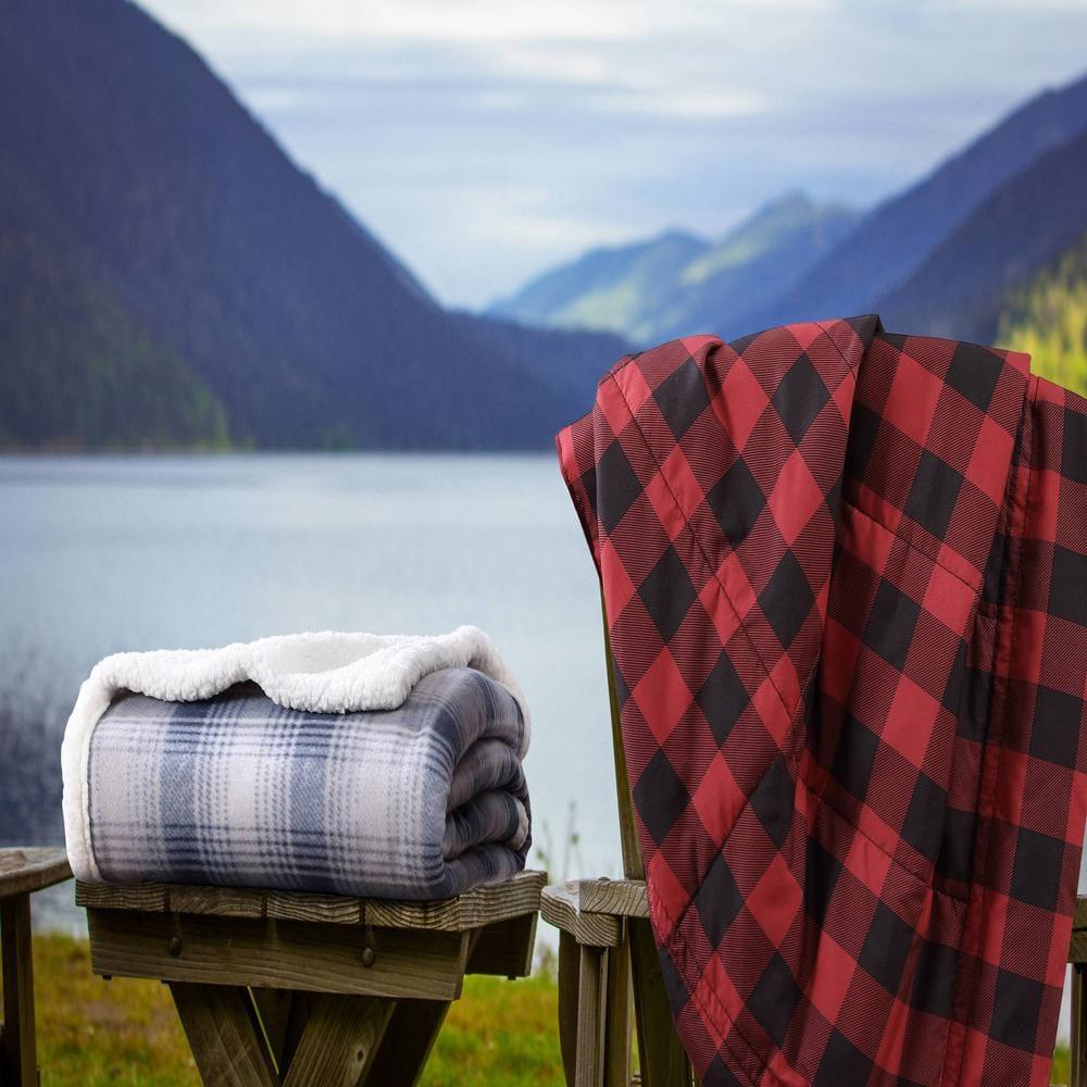 Eddie Bauer Eddie Bauer Printed Plush Fleece/Sherpa Oversized Throw Blanket