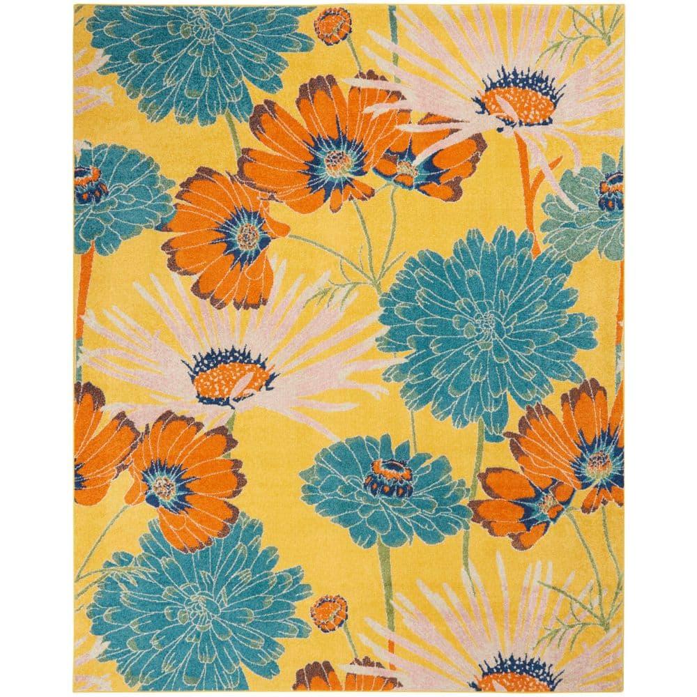 Nourison Allur Oversized Flowers Indoor Area Rug Yellow Multicolor 7'10" x 9'10"