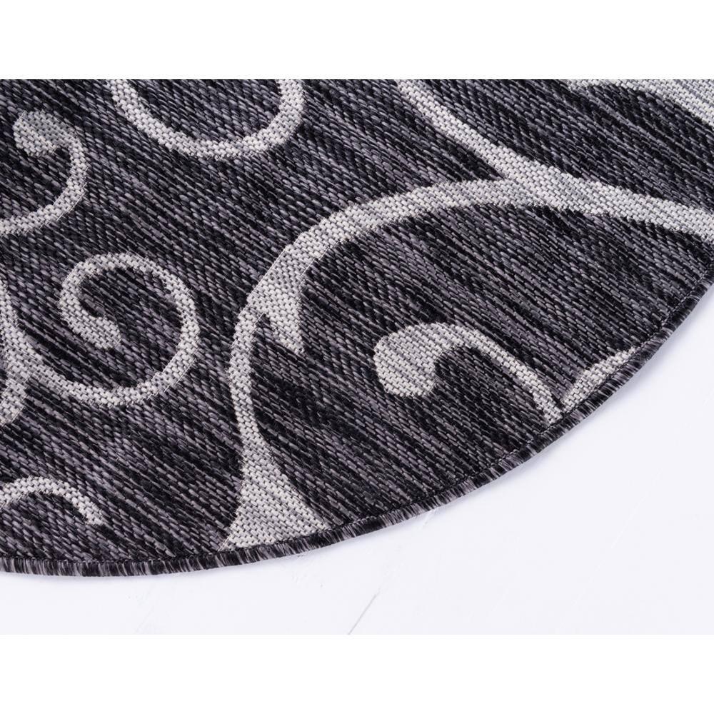 Unique Loom 4' 0 x 4' 0 Round Indoor/Outdoor Botanical Charcoal Gray Area Rug