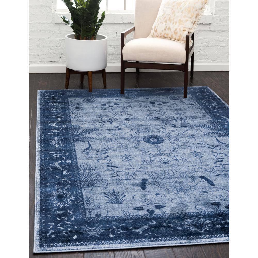 Unique Loom La Jolla Collection Area Rug - Floral (8' x 11' Rectangle Blue/Navy Blue)