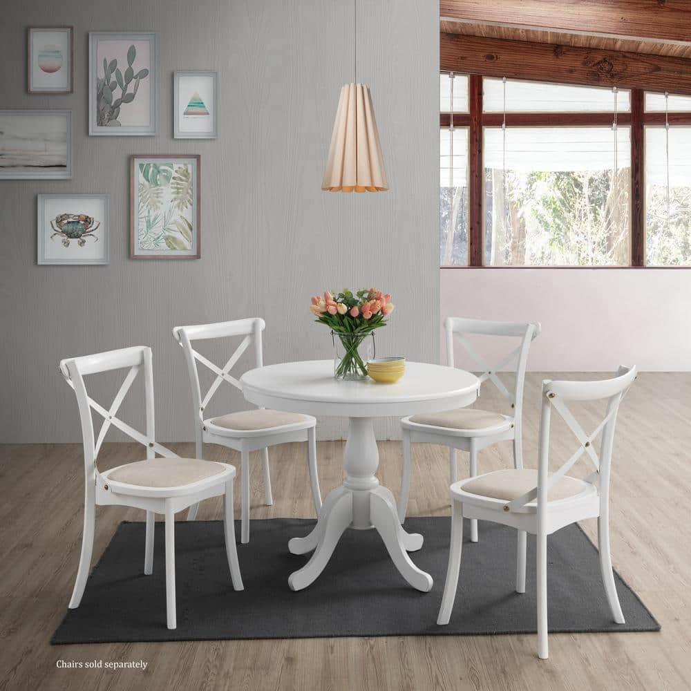 Carolina Classics Fairview 36" Round Pedestal Dining Table in White